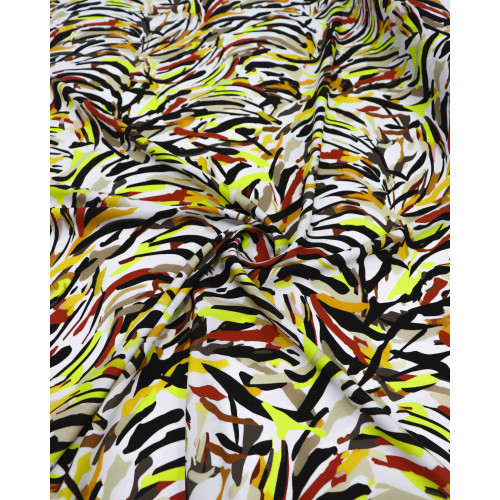 Tecido Viscose Italiano Pinceladas Laranja e Amarelo