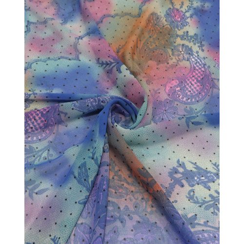 Tecido Crepe Chiffon Cashmere Degradê Laranja e Azul