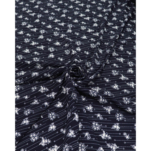 Tecido Crepe Bubble Liberty Offwhite e Azul Marinho