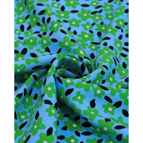 Tecido Viscose Tapete Verde, Preto e Azul 