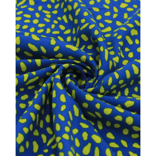 Tecido Viscose Pingos Irregulares Verde Oliva e Azul