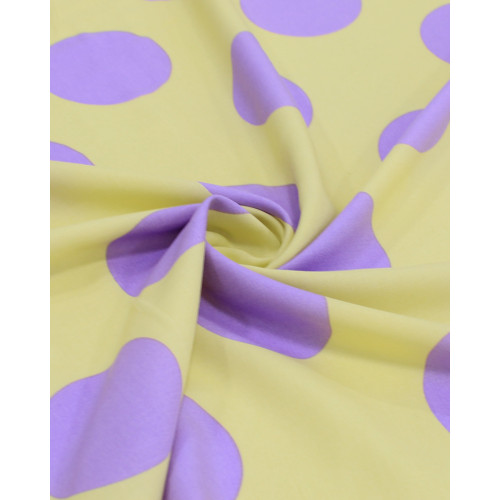 Tecido Viscose Macro Poá Lilás e Amarelo Requinte