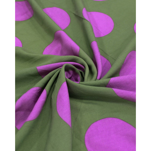 Tecido Viscose Macro Poá Rosa e Verde 