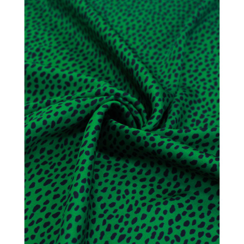 Tecido Crepe Silk Italiano Micro Pingos Preto e Verde
