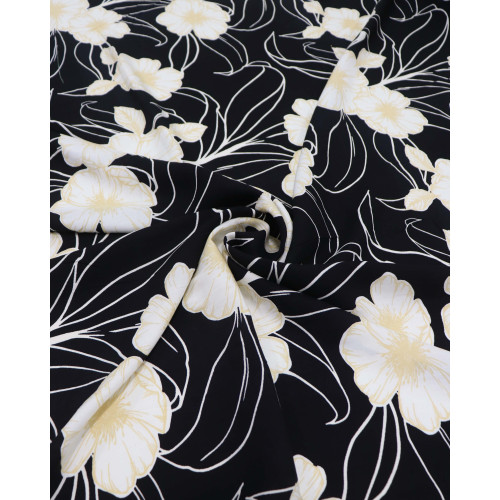 Tecido Viscose Macro Portulaca Creme e Preto (2.7m)
