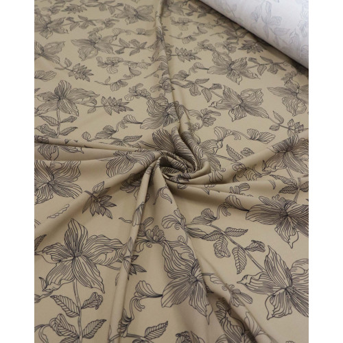 Tecido Viscose Premium Desenho Floral Nude