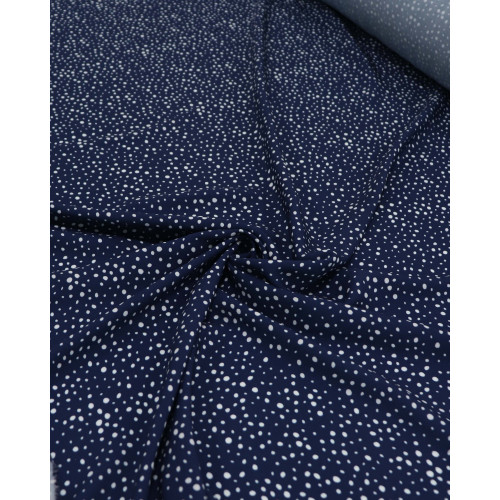 Tecido Viscose Premium Pingos Gelo e Azul Marinho