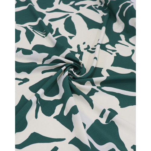 Tecido Crepe de Koshibo Italiano Macro Pintura Abstrata Verde e Creme