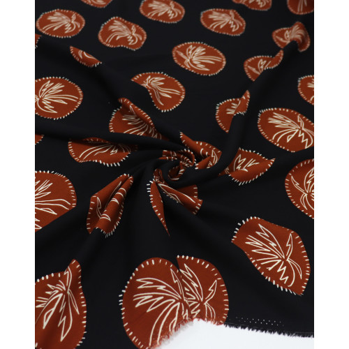 Tecido Viscose Coqueiros Marrom e Preto (0.6m)