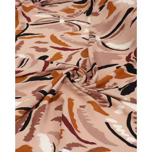 Tecido Viscose Coqueiros em Aquarela Terracota e Nude