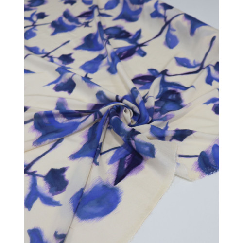 Tecido Viscose Fina Italiano Tie Dye Azul e Creme