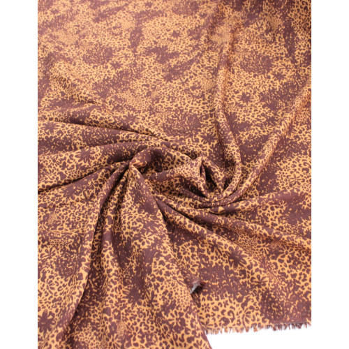 Tecido Viscose Texturizada Animal Print e Floral Tons de Marrom