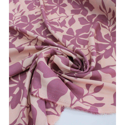 Tecido Viscose Floral Tons de Rosa
