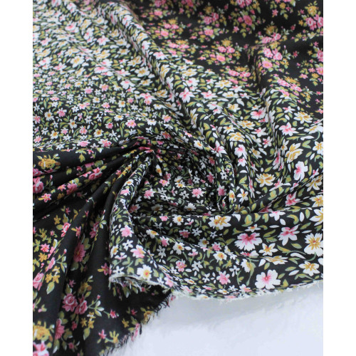 Tecido Cambraia de Algodão Micro Floral Barrado