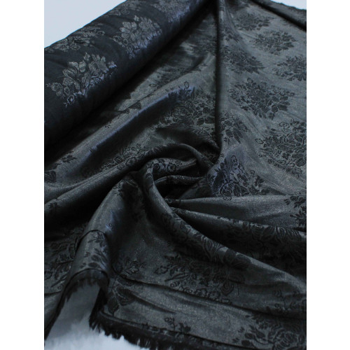 Tecido Cambraia de Algodão Brocado Flores Preto