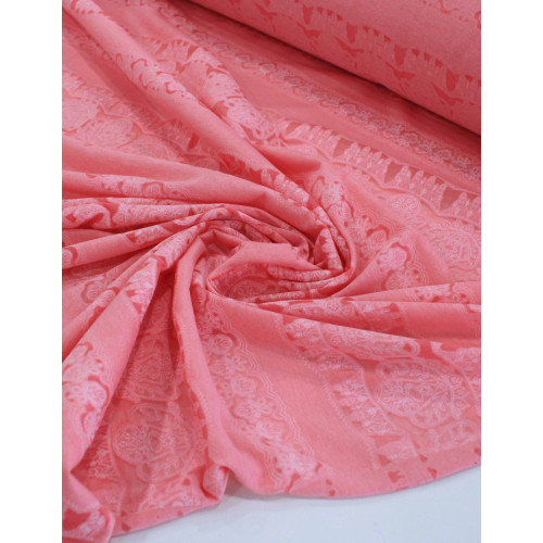 Tecido Cambraia de Algodão Mista Devore Rosa