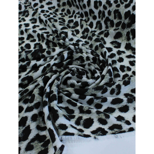 Tecido Crepe Bubble com Elastano Animal Print Cinza