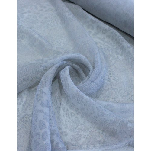 Tecido Crepe Chiffon com Foil Animal Print Cinza Prata