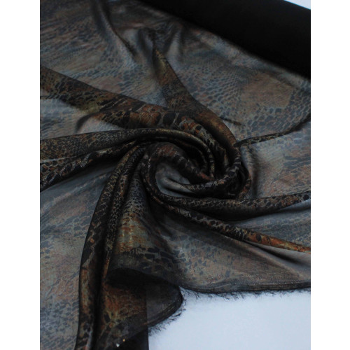 Tecido Crepe Chiffon com Foil Animal Print Preto