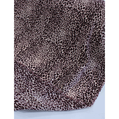 Tecido Crepe Bubble com Elastano Animal Print Marsala