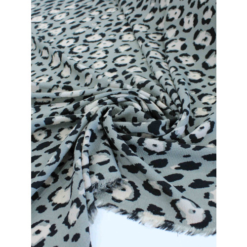 Tecido Crepe Bubble com Elastano Animal Print Tons de Cinza
