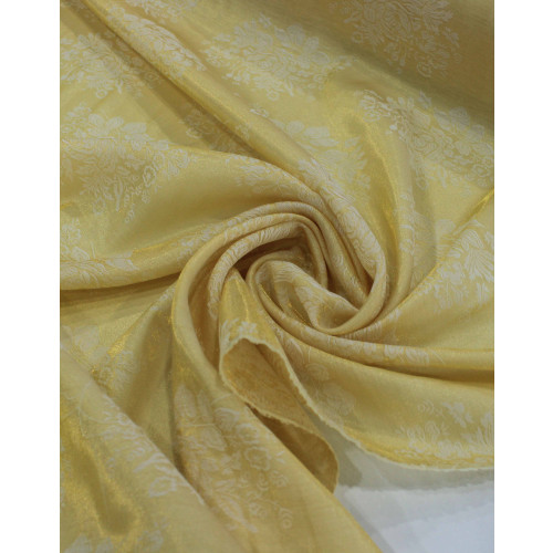 Tecido Algodão Brocado Flores Dourado