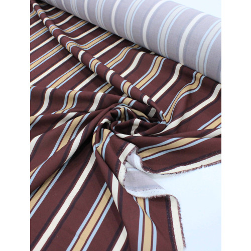 Tecido Viscose Premium Multi Listras Tons Terrosos