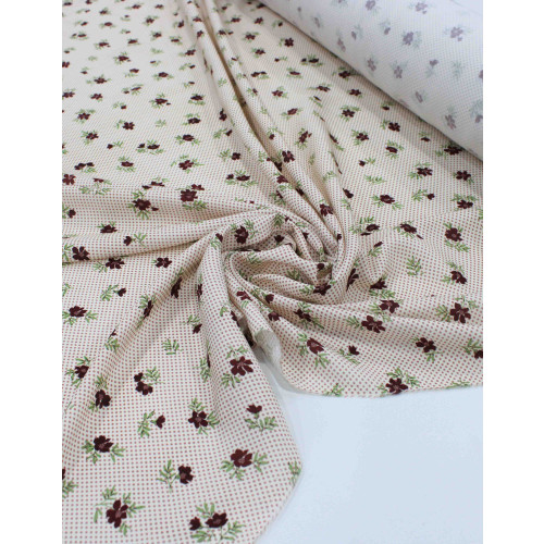 Tecido Viscose Premium Micro Poá e Floral Tons de Rosa