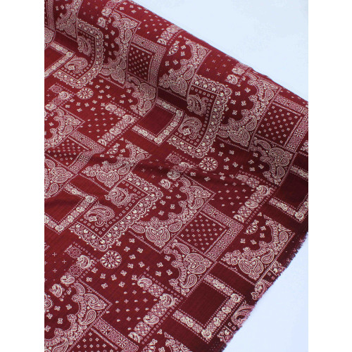 Tecido Viscose Texturizada Recortes em Cashmere Marsala