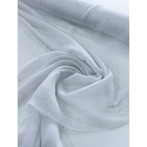 Tecido Crepe Chiffon com Foil Animal Print Classico Prata