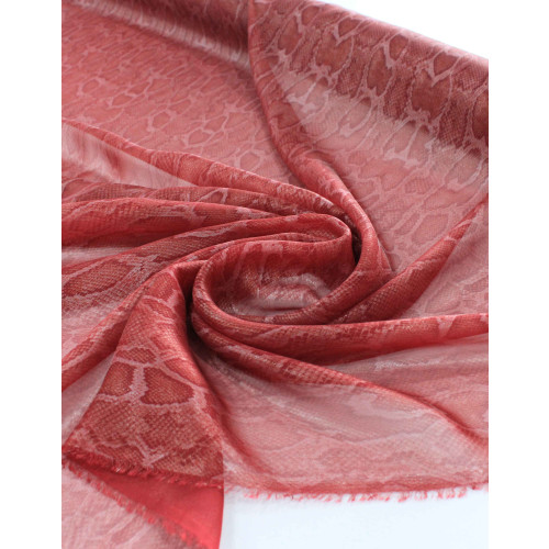 Tecido Crepe Chiffon com Foil Animal Print Marsala