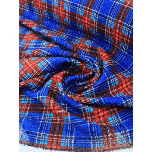 Tecido Tweed Italiano Xadrez Azul e Vermelho