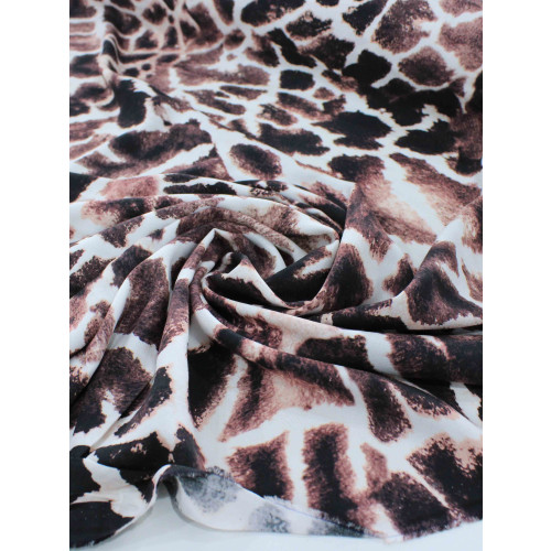 Tecido Viscose Italiana Macro Animal Print Tons de Marrom