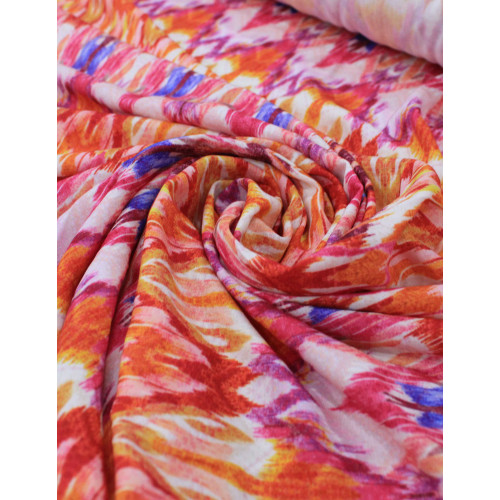Tecido Viscose Italiana Chevron Étnico Tons de Rosa