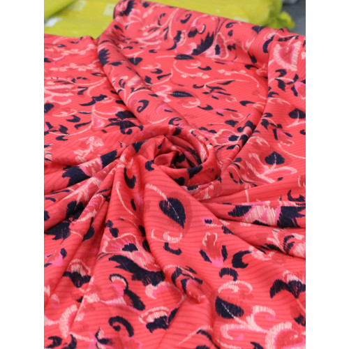 Tecido Crepe Silk Italiano Flores em Vermelho