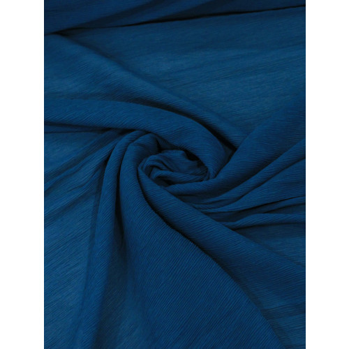 Tecido Crepe Plissado Azul Petróleo