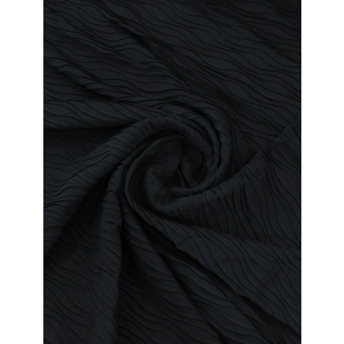 Tecido Crepe Plissado Ondas Preto