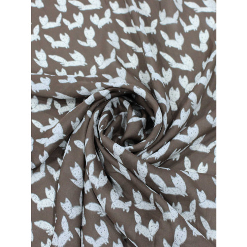 Tecido Crepe Acetinado Animais Marrom