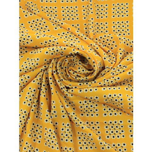 Tecido Crepe GGT Geométrico Amarelo e Preto