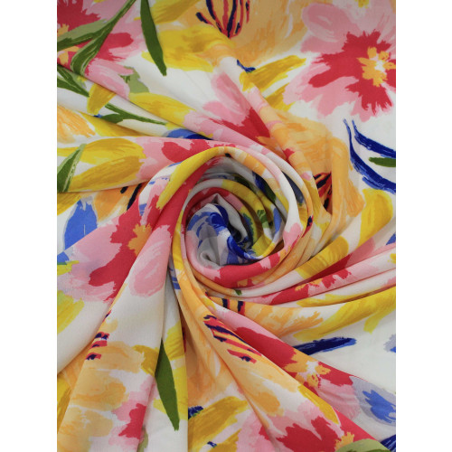 Tecido Crepe GGT Flores Coloridas