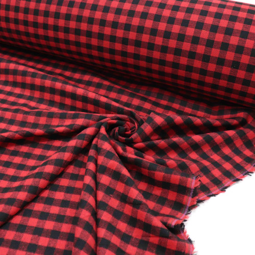 Tecido Flanela Mista Quadriculado Preto e Vermelho
