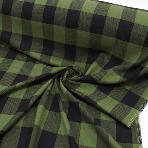 Tecido Flanela Mista Xadrez Preto Verde Militar