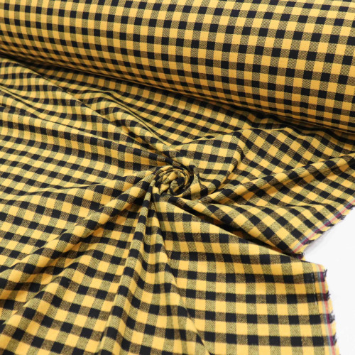 Tecido Flanela Mista Quadriculado Preto e Amarelo