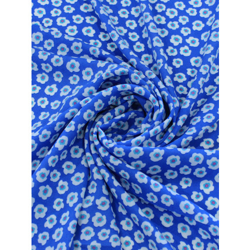 Tecido Crepe GGT Micro Floral Branco e Azul