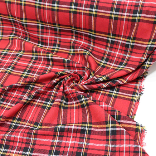 Tecido Flanela Mista Xadrez Branco Amarelo e Vermelho