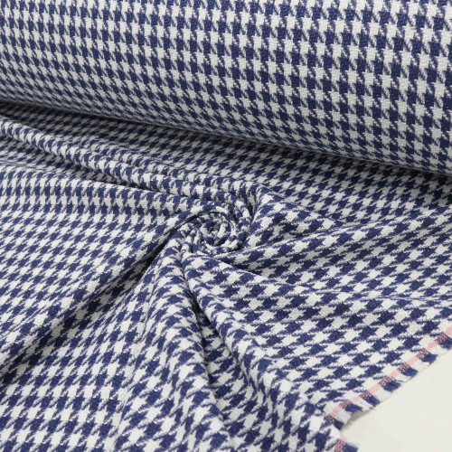 Tecido Tweed Pied Poule Branco e Azul