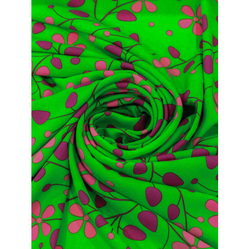 Tecido Crepe GGT Floral Tons de Rosa e Verde