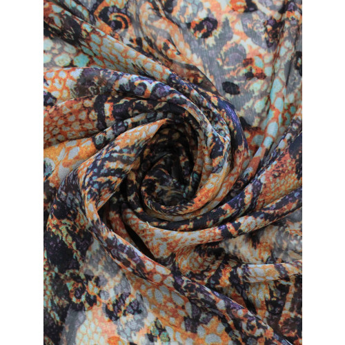 Tecido Crepe Chiffon Brocado Macro Cashmere Ferrugem
