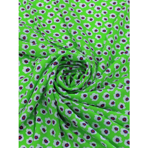 Tecido Crepe GGT Micro Floral Verde e Branco