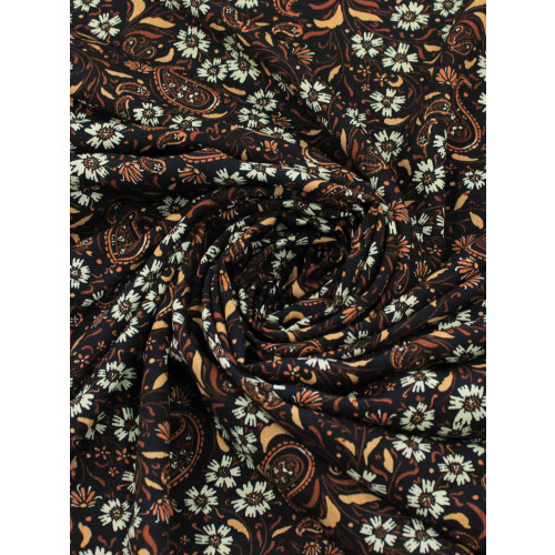 Tecido Viscose Texturixzada Preto e Tons Terrosos